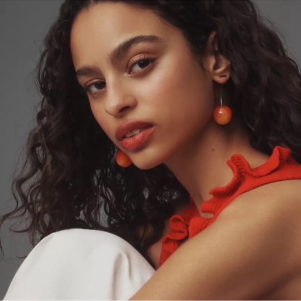 Cherry Drop Earrings in Peach